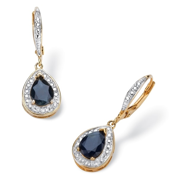 Gold Plated Drop Earrings Pear Midnight Shire And Diamond Gold Plated Drop Earrings Pear Midnight Shire And Diamond Accent