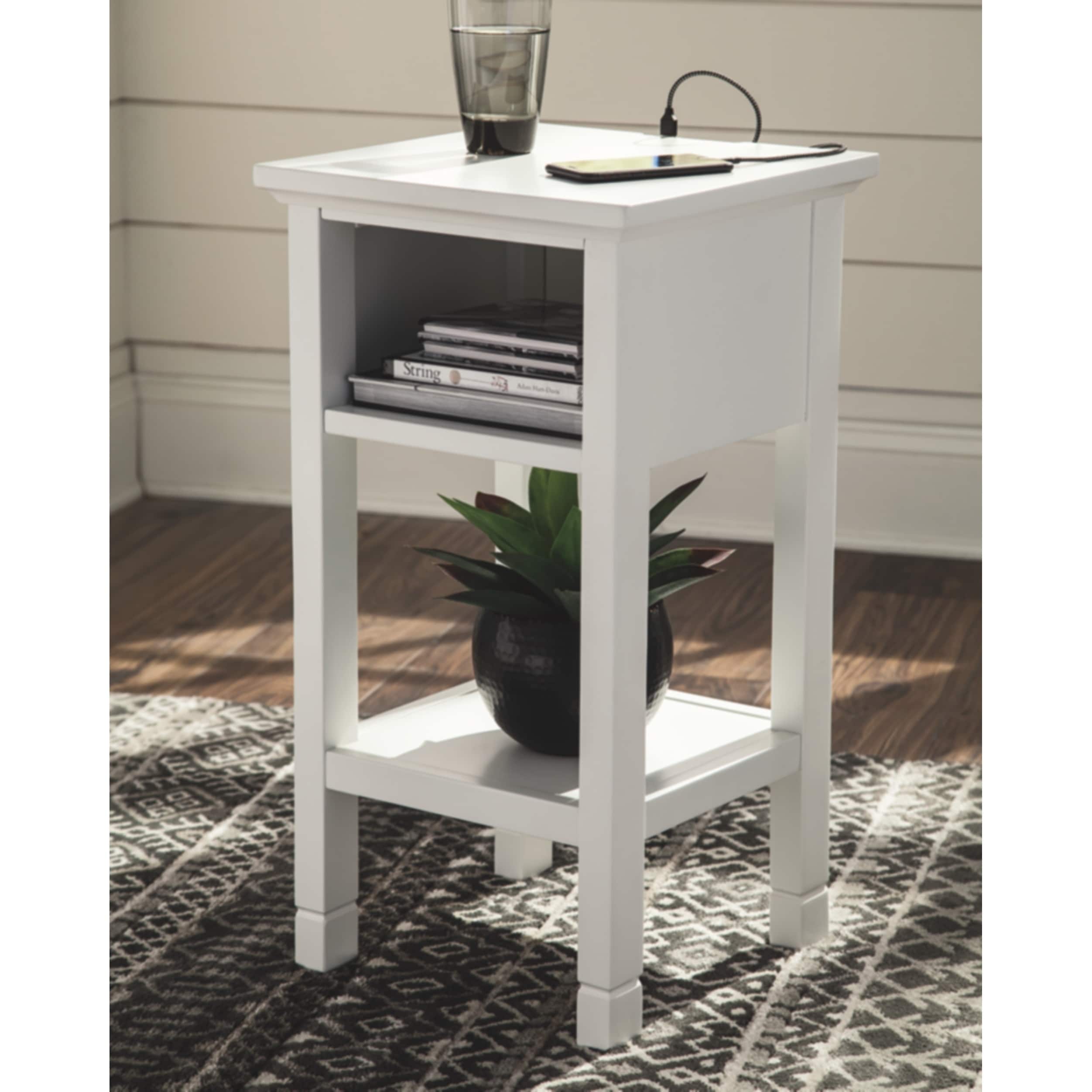 white modern accent table