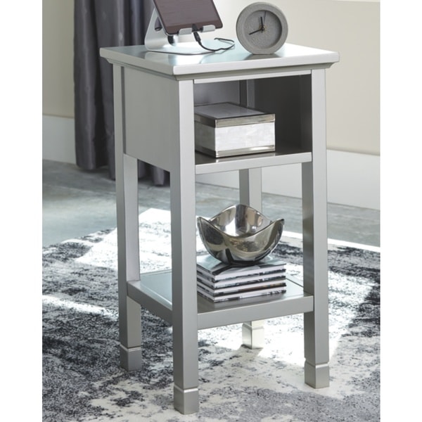 Marnville Silver Contemporary Accent Table - 14" W x 14" D x 26" H