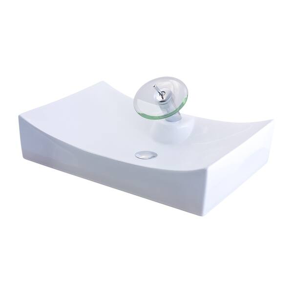 Novatto Porcelain Vessel Sink Combo with Chrome Faucet, Drain and