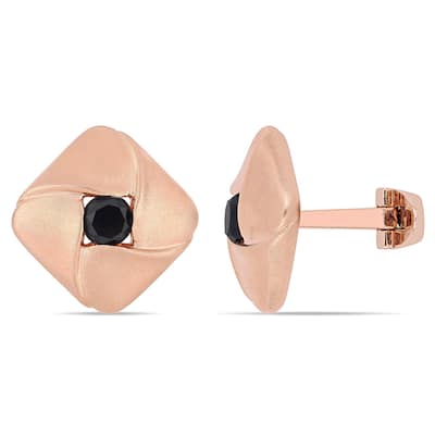 Miadora Rose Plated Sterling Silver 1 1/2ct TDW Black Diamond Cufflinks