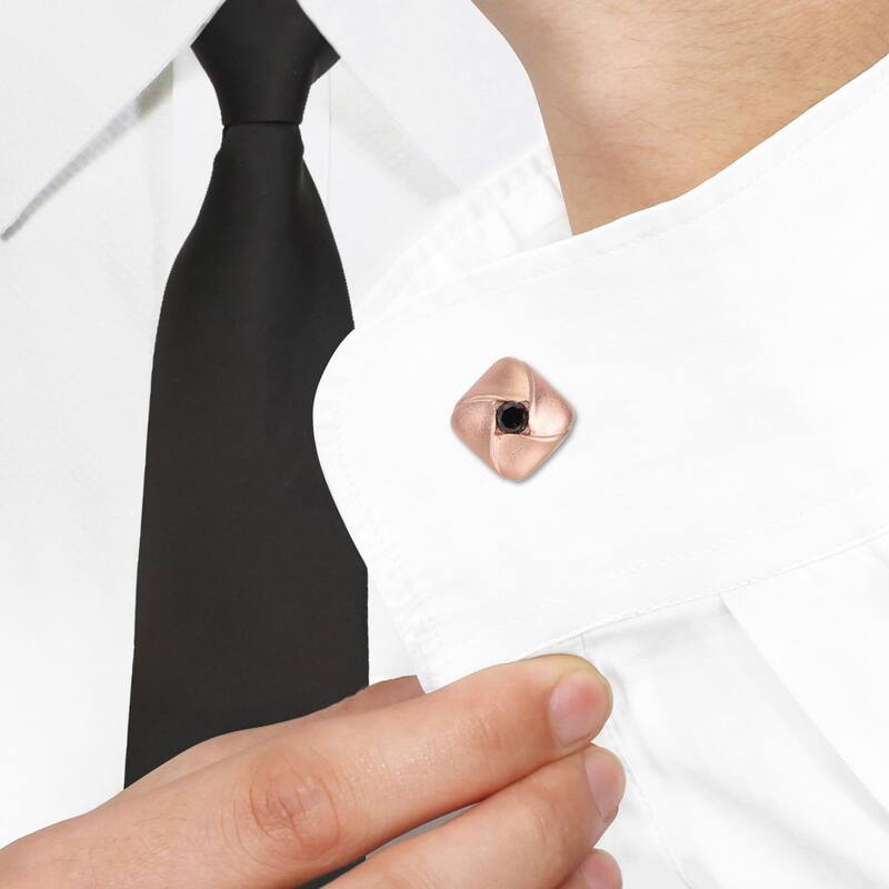 Miadora Rose Plated Sterling Silver 1 1/2ct TDW Black Diamond Cufflinks