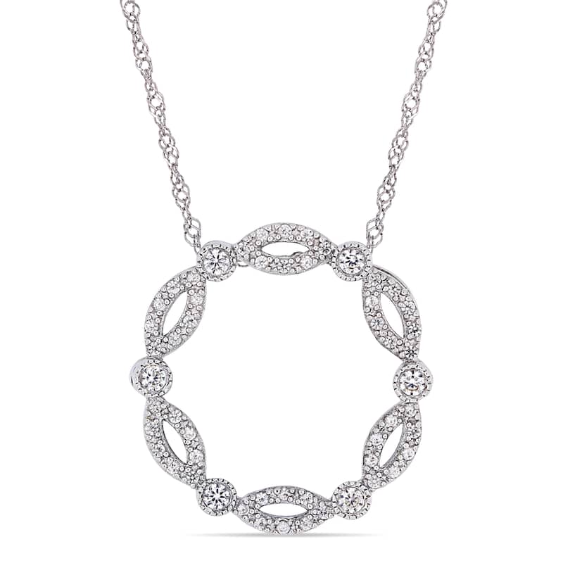 Miadora 10k White Gold Created White Sapphire Twist Circle Necklace - N/A