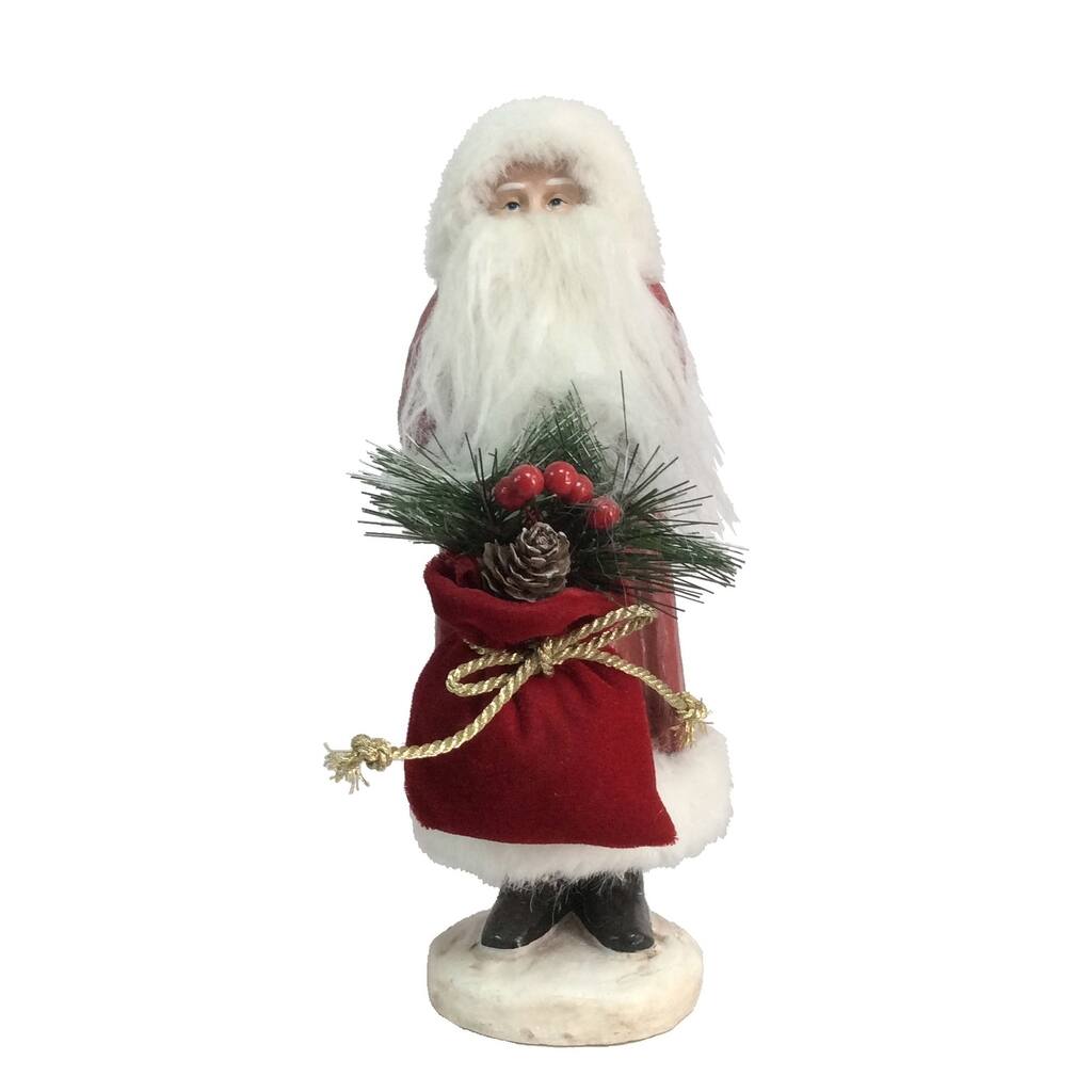 Small Paper Pulp Santa Figurine - 4"lx4"wx10"h