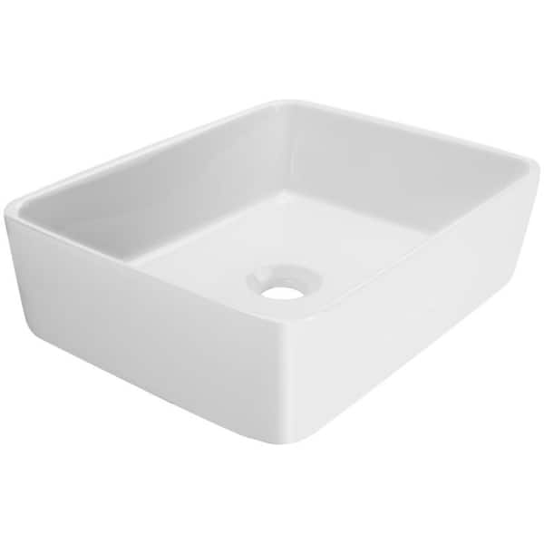 slide 1 of 7, V2055 Ticor 19.25 in. Nautilus Series Ceramic Rectangular Vessel Sink