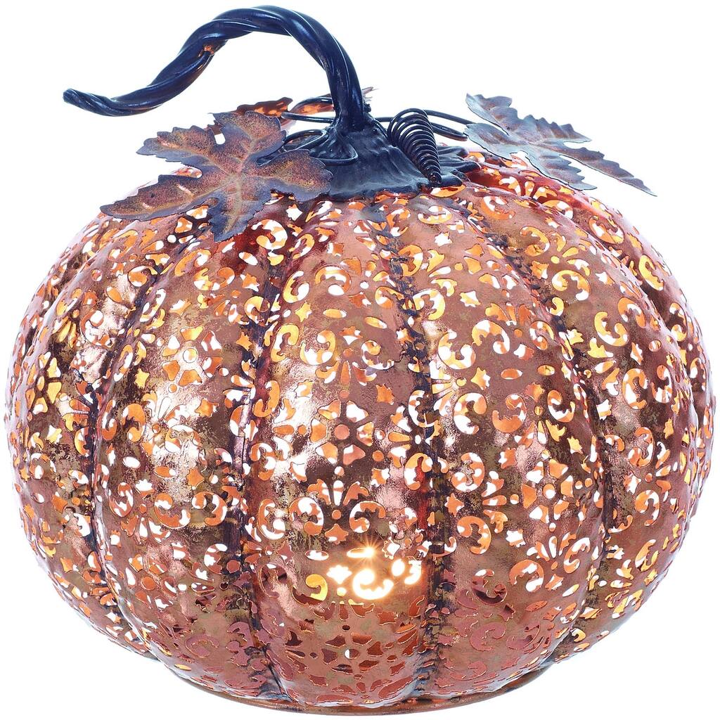 Small Metal Filigree Pumpkin Tealight Holder