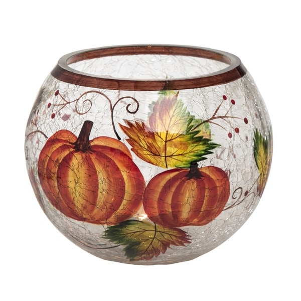Shop Crackle Glass Pumpkin Hurricane - Free Shipping On Orders Over $45