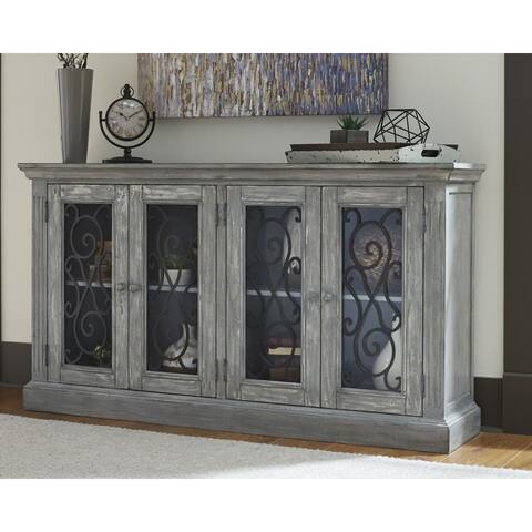 Mirimyn 4-Door Antique Grey Accent Cabinet