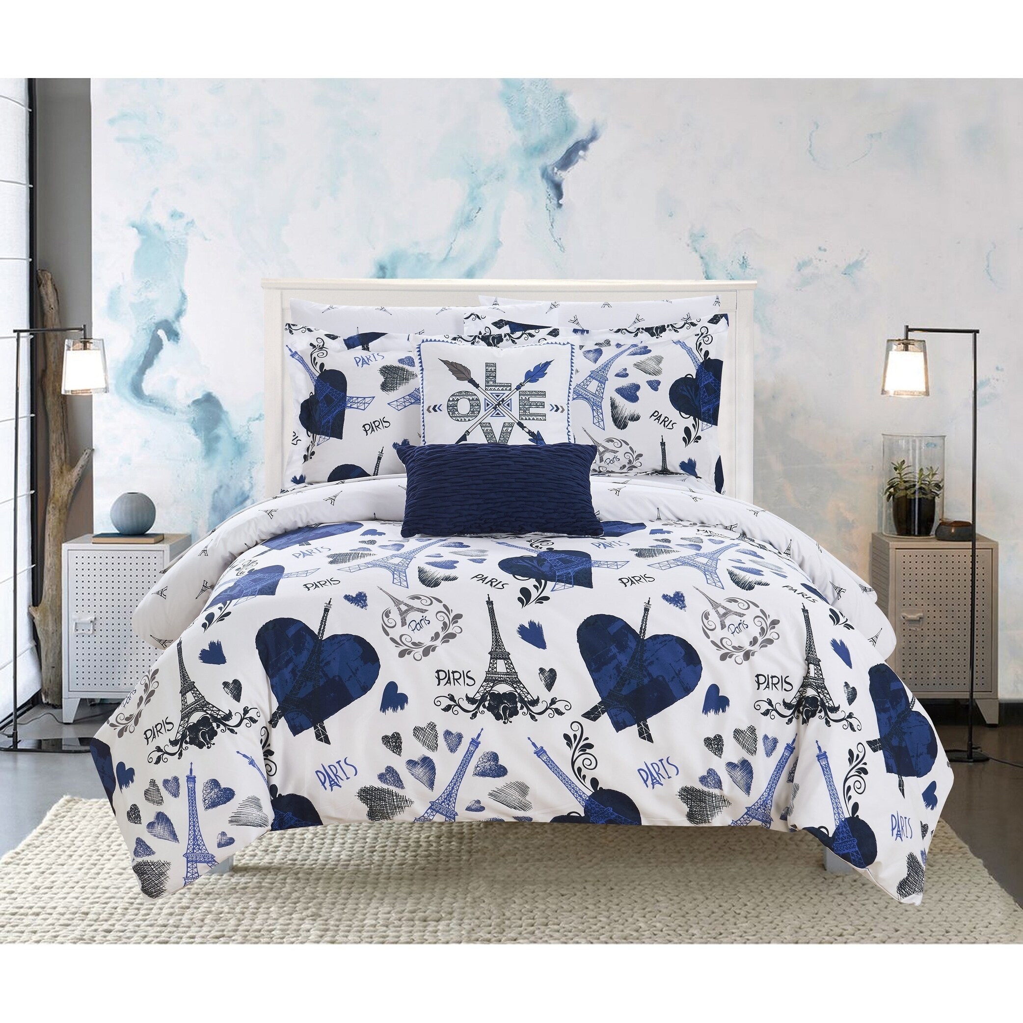 Shop Chic Home Marais 9 Piece Reversible Paris Is Love Inspired