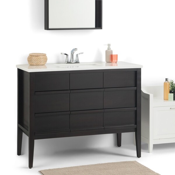 Wyndenhall Dustin 42 Inch Bath Vanity With White Veined Top Wyndenhall Dustin 42 Inch Bath Vanity With White Veined Top