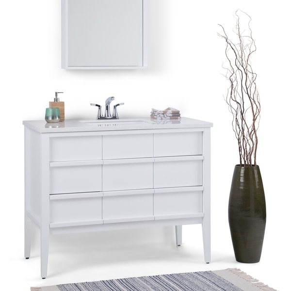 Wyndenhall Russo 42 Inch Bath Vanity With White Veined Top Wyndenhall Russo 42 Inch Bath Vanity With White Veined Top