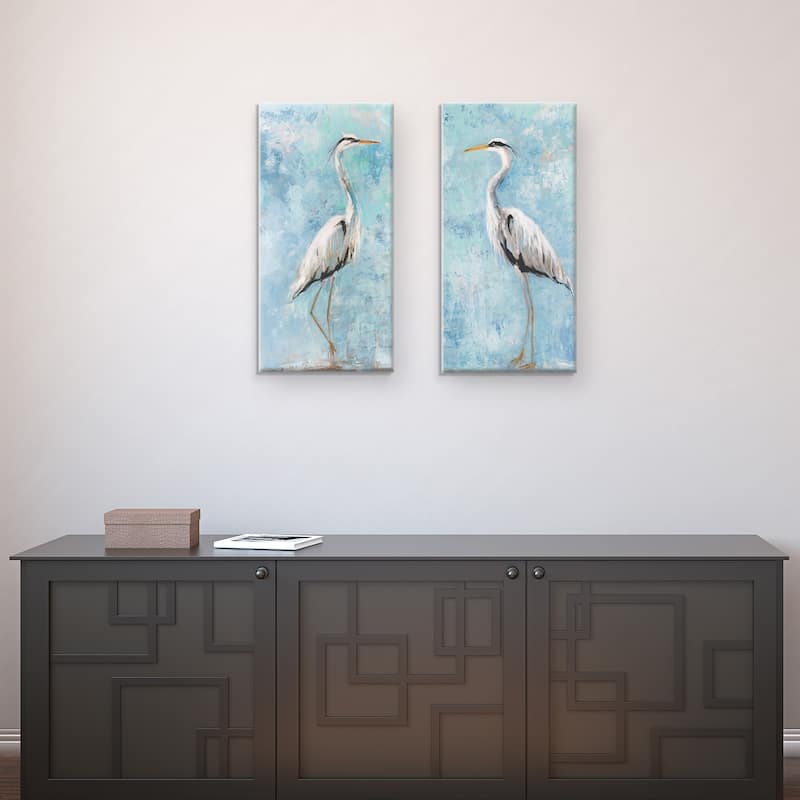 Heron I & II by Sally Swatland Wrapped Canvas Art Painting Print Set