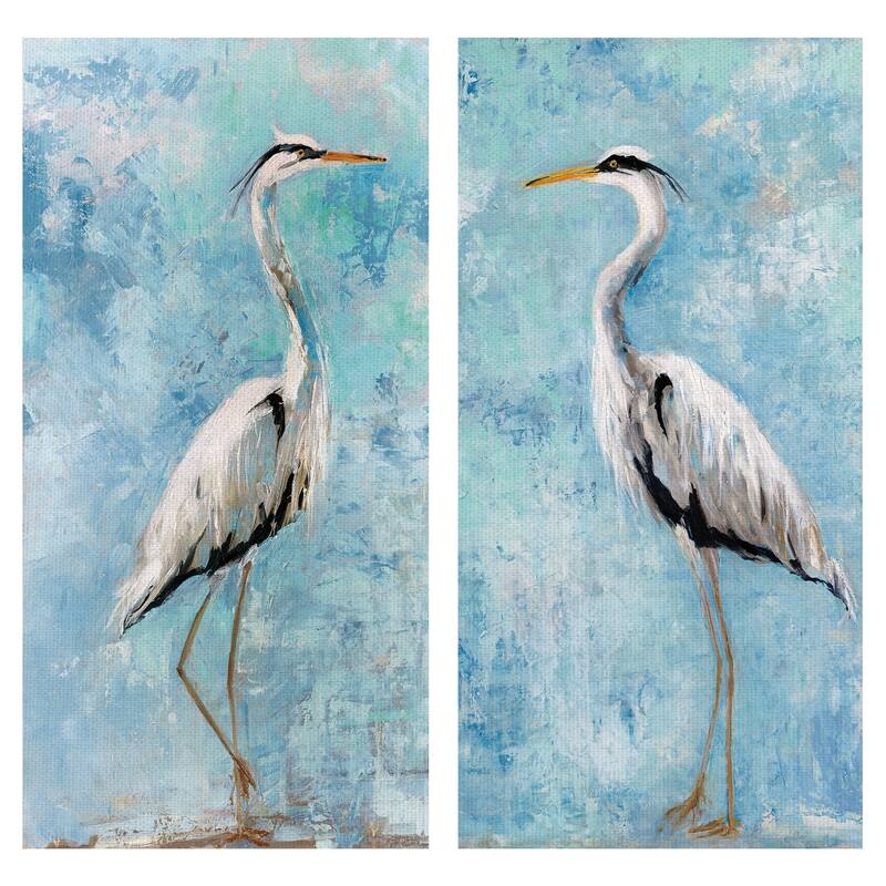 Heron I & II by Sally Swatland Wrapped Canvas Art Painting Print Set