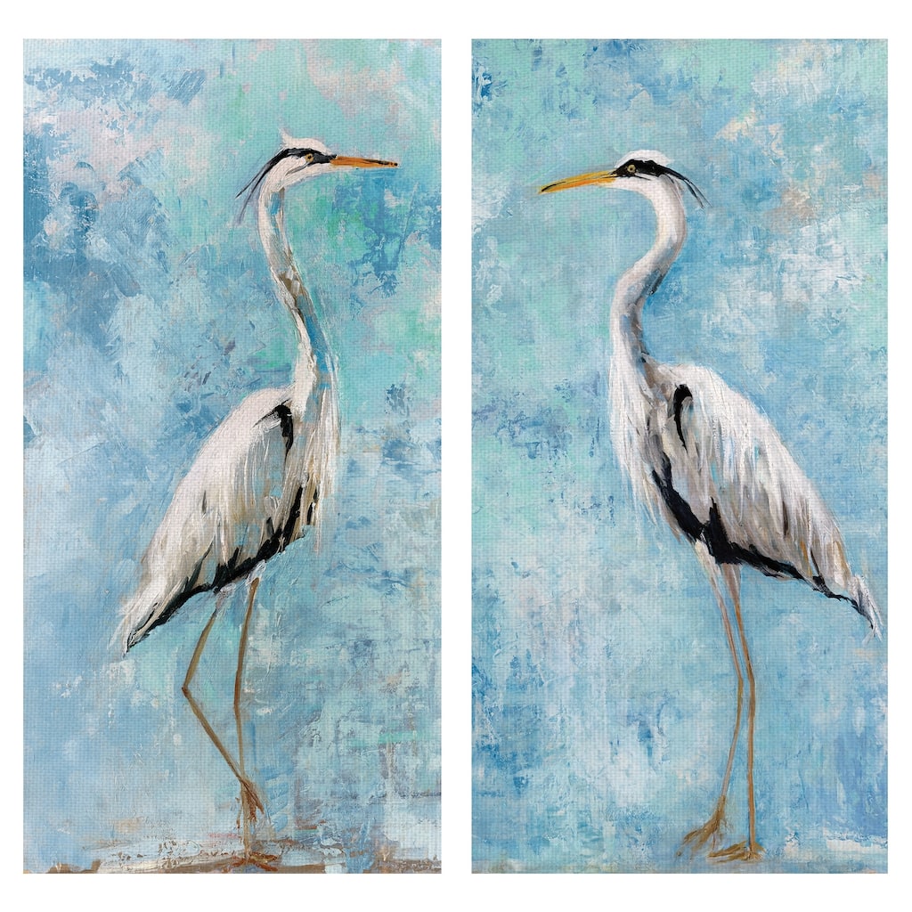 Heron I & II by Sally Swatland Wrapped Canvas Art Painting Print Set