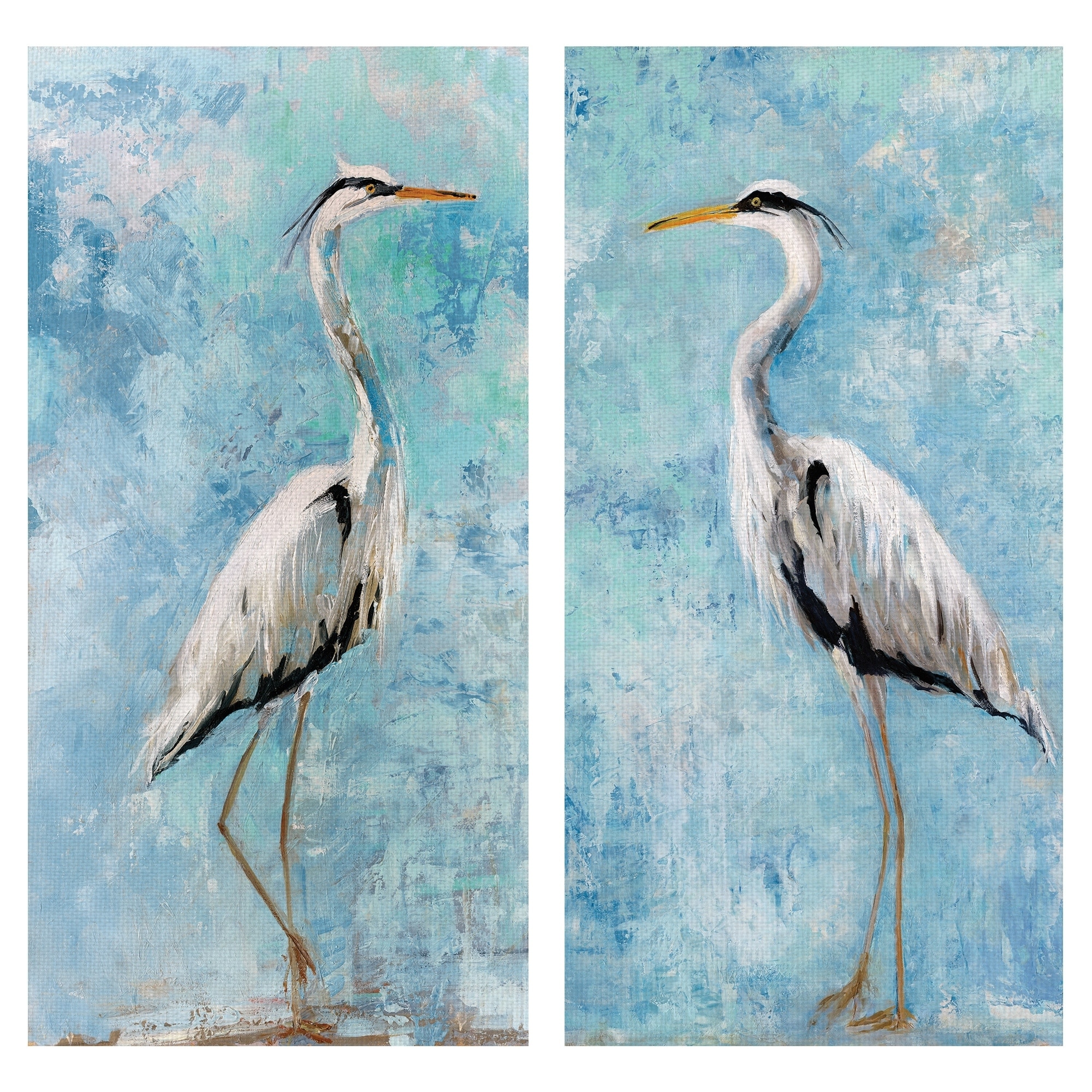 Heron I & II by Sally Swatland Wrapped Canvas Art Painting Print Set