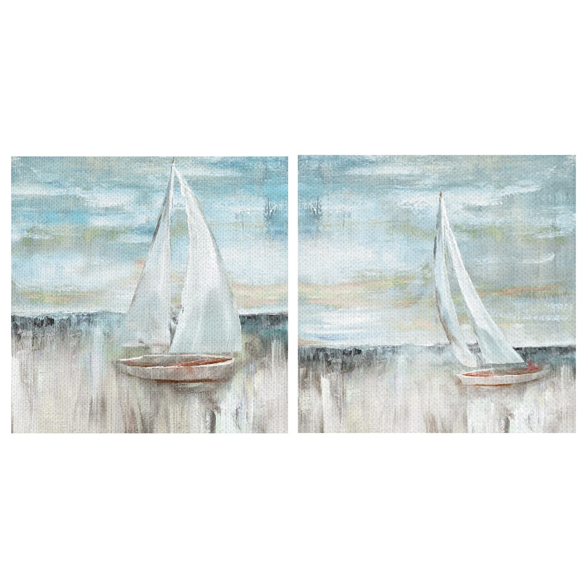 Soft Coastal Sail I & II by Nan Wrapped Canvas Art Painting Print Set
