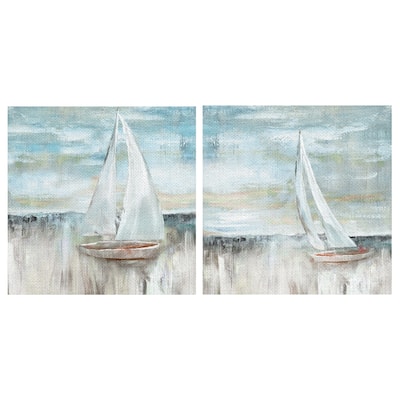 Soft Coastal Sail I & II by Nan Wrapped Canvas Art Painting Print Set