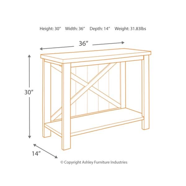 Abramsland White/Brown Farmhouse Console Sofa Table 36" W x 15" D x