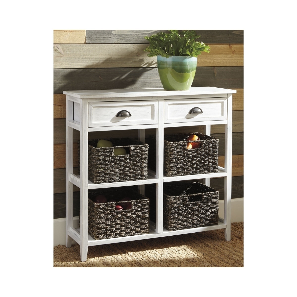 Solid Wood Circular Curved Design Console Table with Open Style Shelf