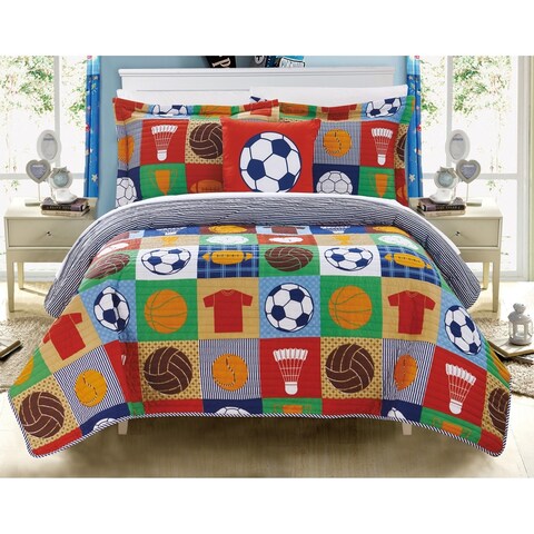 Chic Home Duetto 4 Piece Reversible Quilt Set Athletic Youth Design