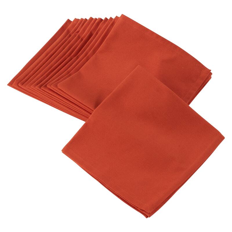 100% Cotton Square Dinner Napkins in Solid Colors (Set of 12) - Orange