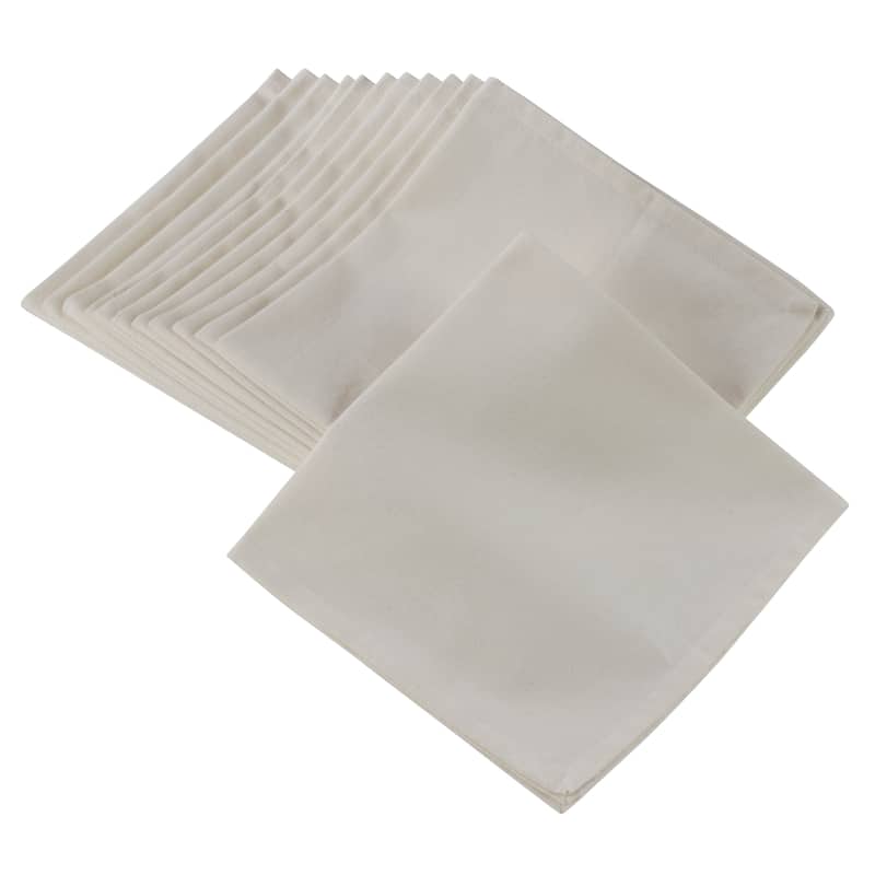 100% Cotton Square Dinner Napkins in Solid Colors (Set of 12) - Ivory