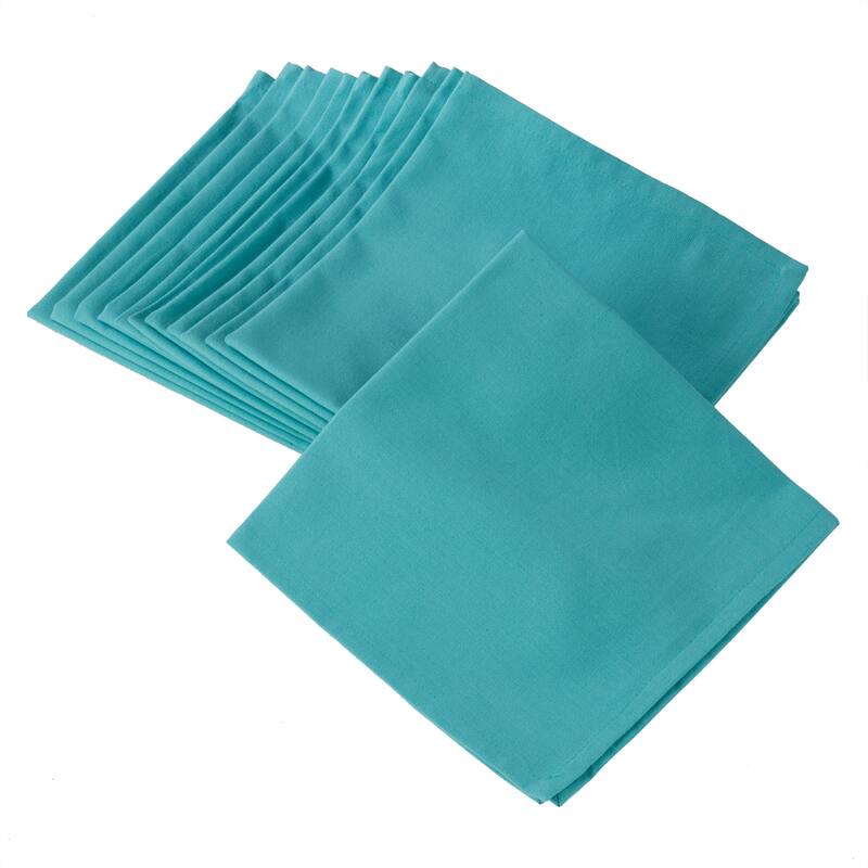 100% Cotton Square Dinner Napkins in Solid Colors (Set of 12) - Teal