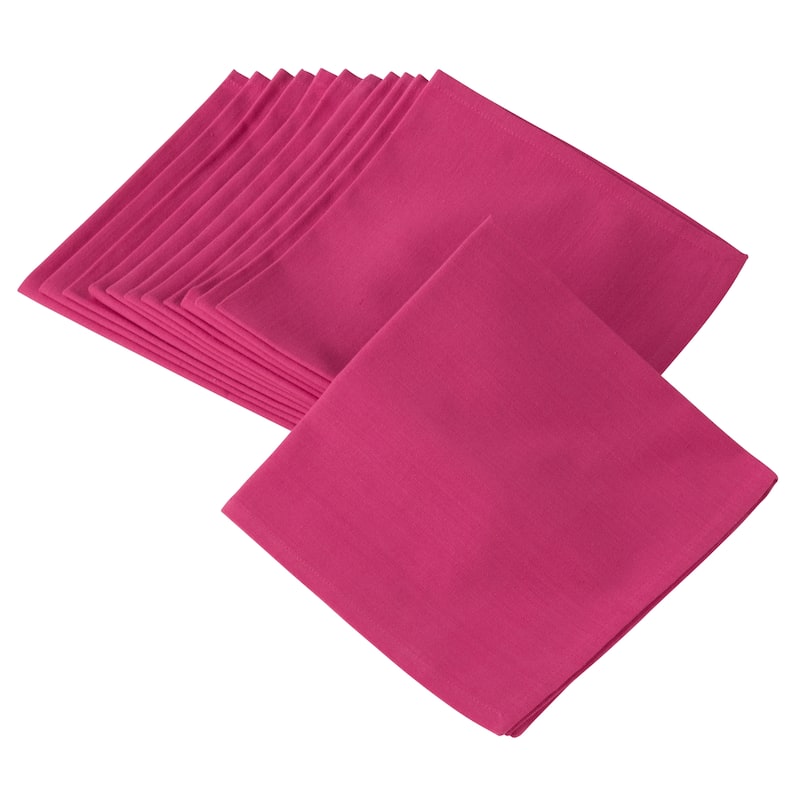 100% Cotton Square Dinner Napkins in Solid Colors (Set of 12) - Fucshia