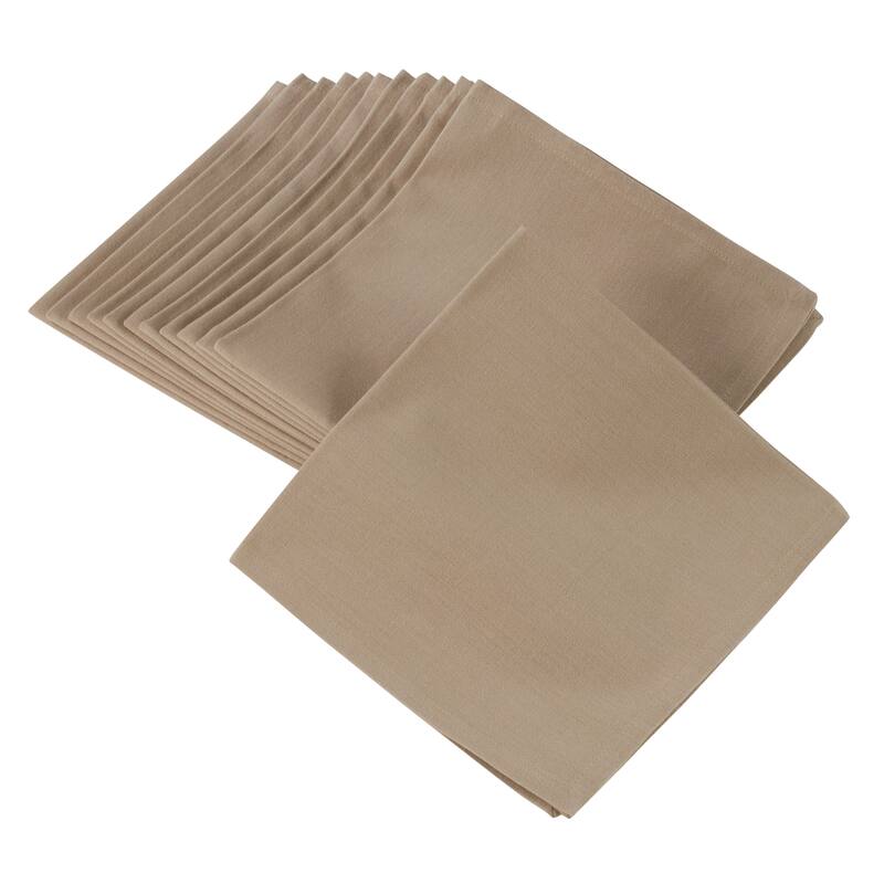 100% Cotton Square Dinner Napkins in Solid Colors (Set of 12) - Khaki