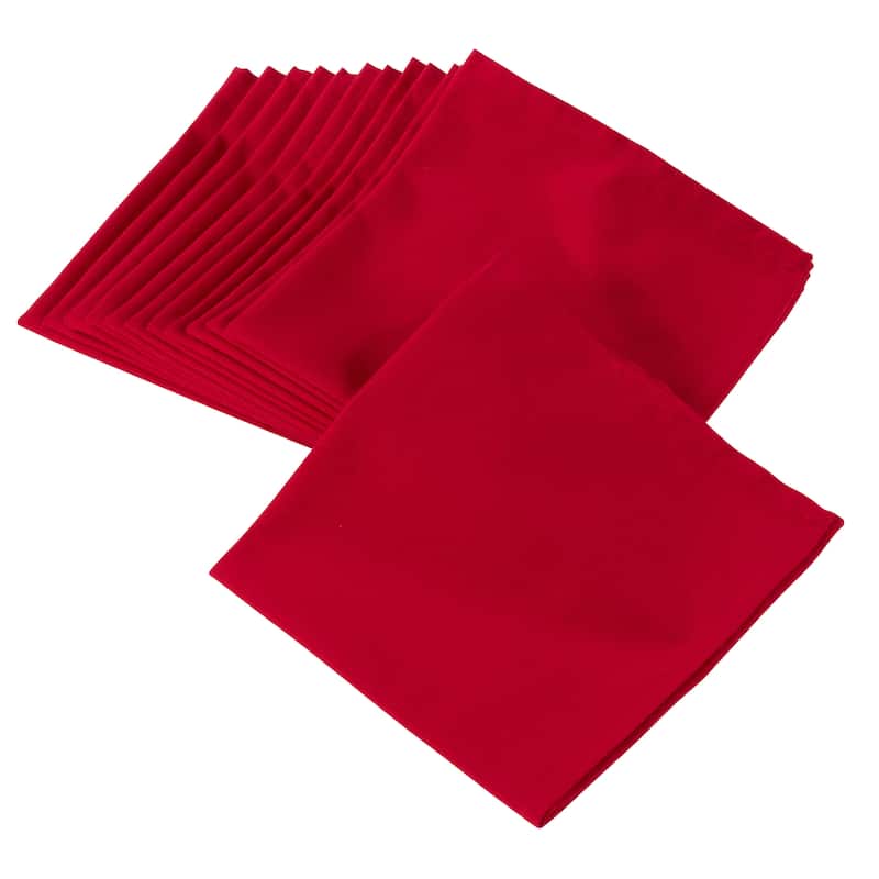 100% Cotton Square Dinner Napkins in Solid Colors (Set of 12) - Red