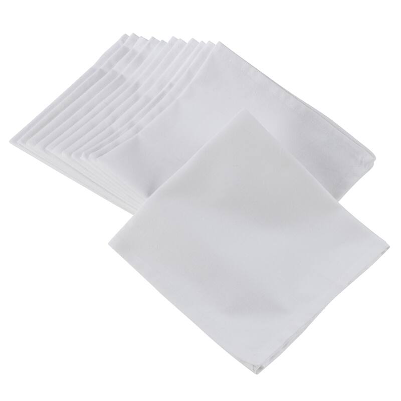 100% Cotton Square Dinner Napkins in Solid Colors (Set of 12) - White