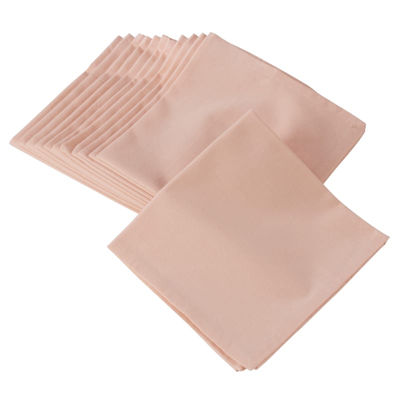 100% Cotton Square Dinner Napkins In Solid Colors (Set of 12) - Rose