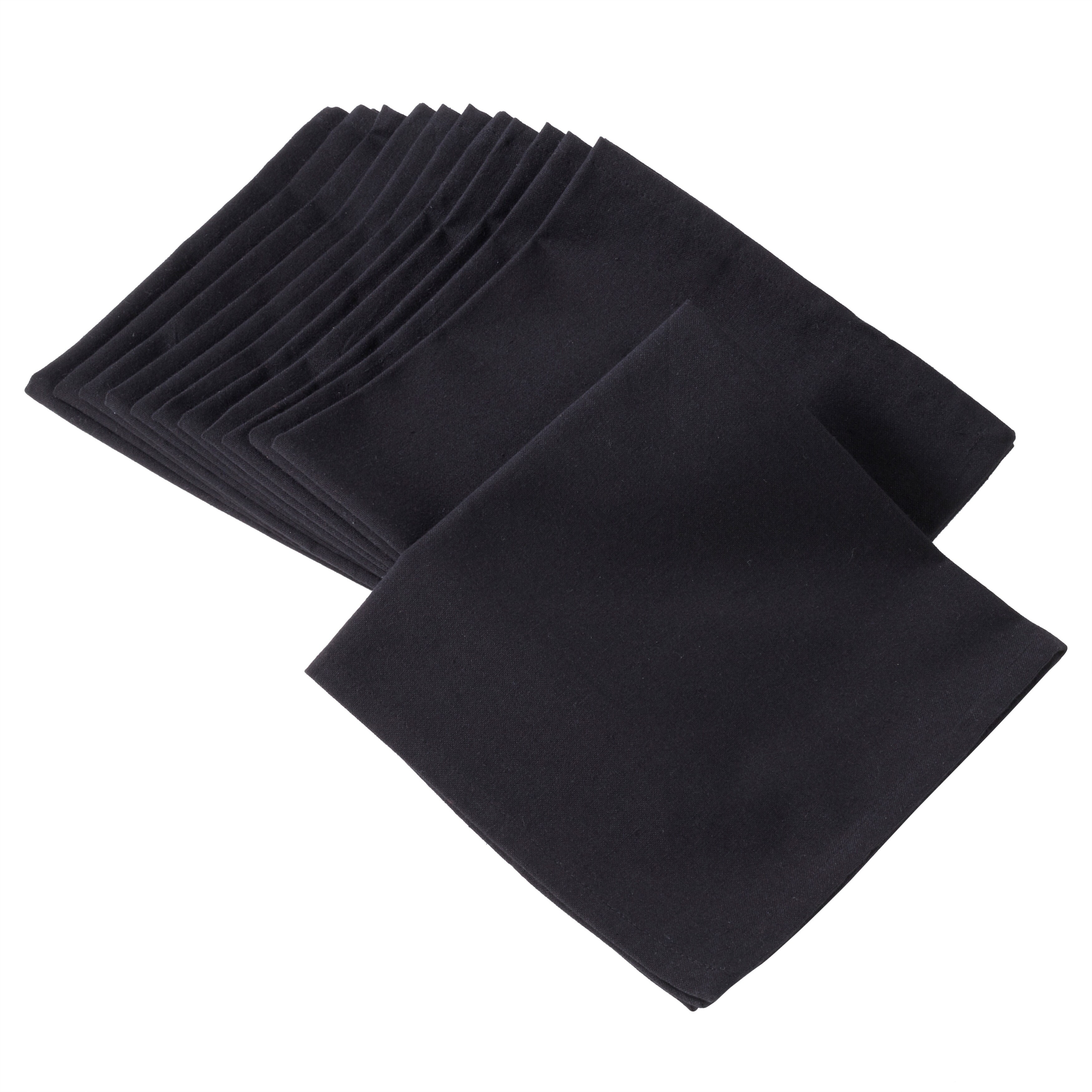 Solid Black Cloth Napkins, Set Of 6, Black Cotton Napkins