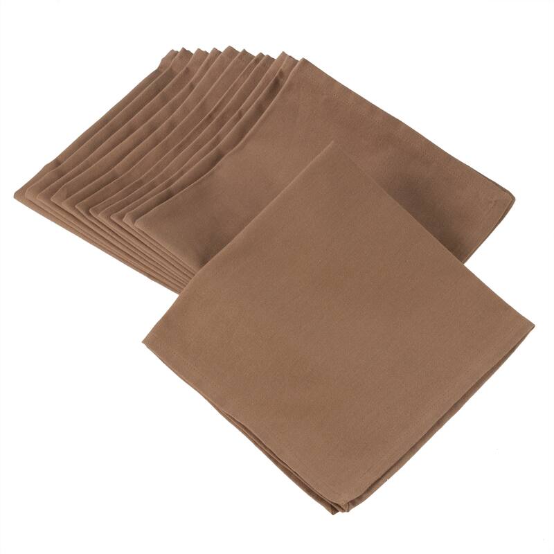 100% Cotton Square Dinner Napkins in Solid Colors (Set of 12) - Taupe