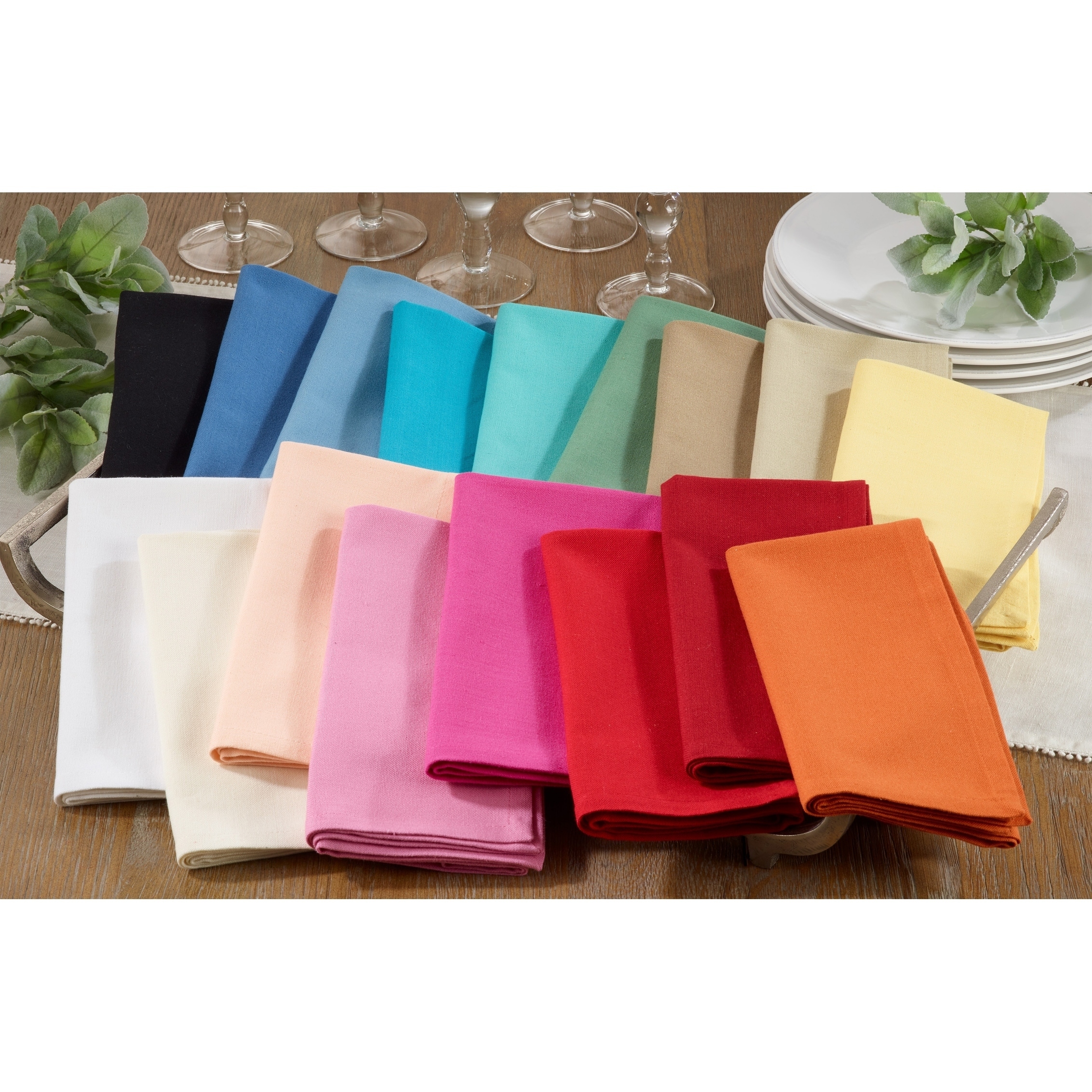 Cotton Cloth Napkins Set of 12 Light Blue Dinner Double Hemstitch Napkins  20X20