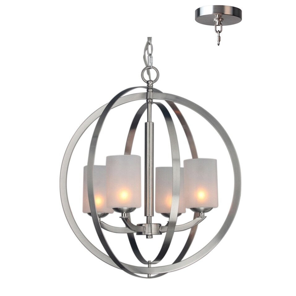 Woodbridge Lighting 14320STNLE Mirage 4-light Pendant Chandelier w/ LED - Chandeliers For Bedrooms by Overstock.com