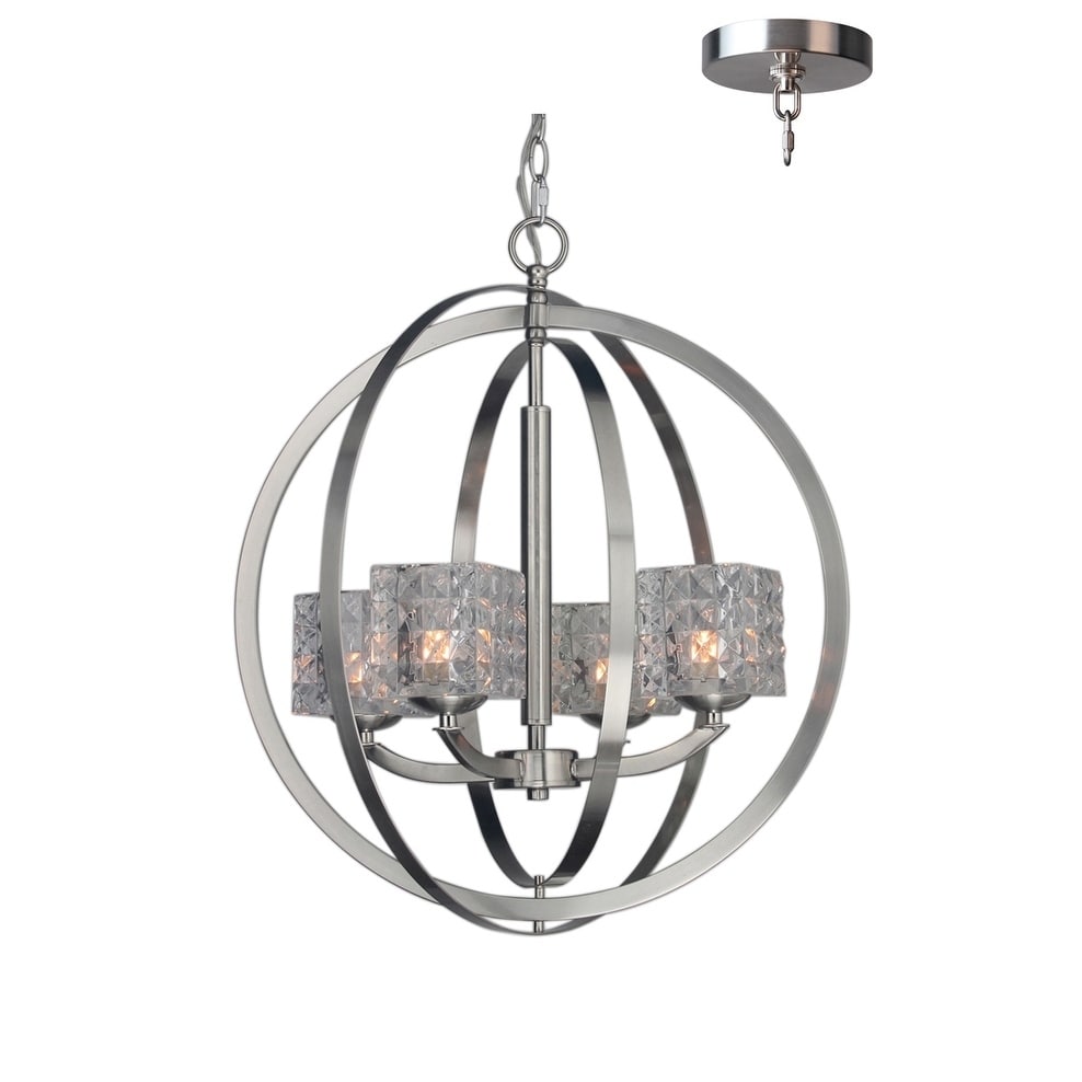 Woodbridge Lighting 14320STNLE Mirage 4-light Pendant Chandelier w/ LED - Chandeliers For Bedrooms by Overstock.com