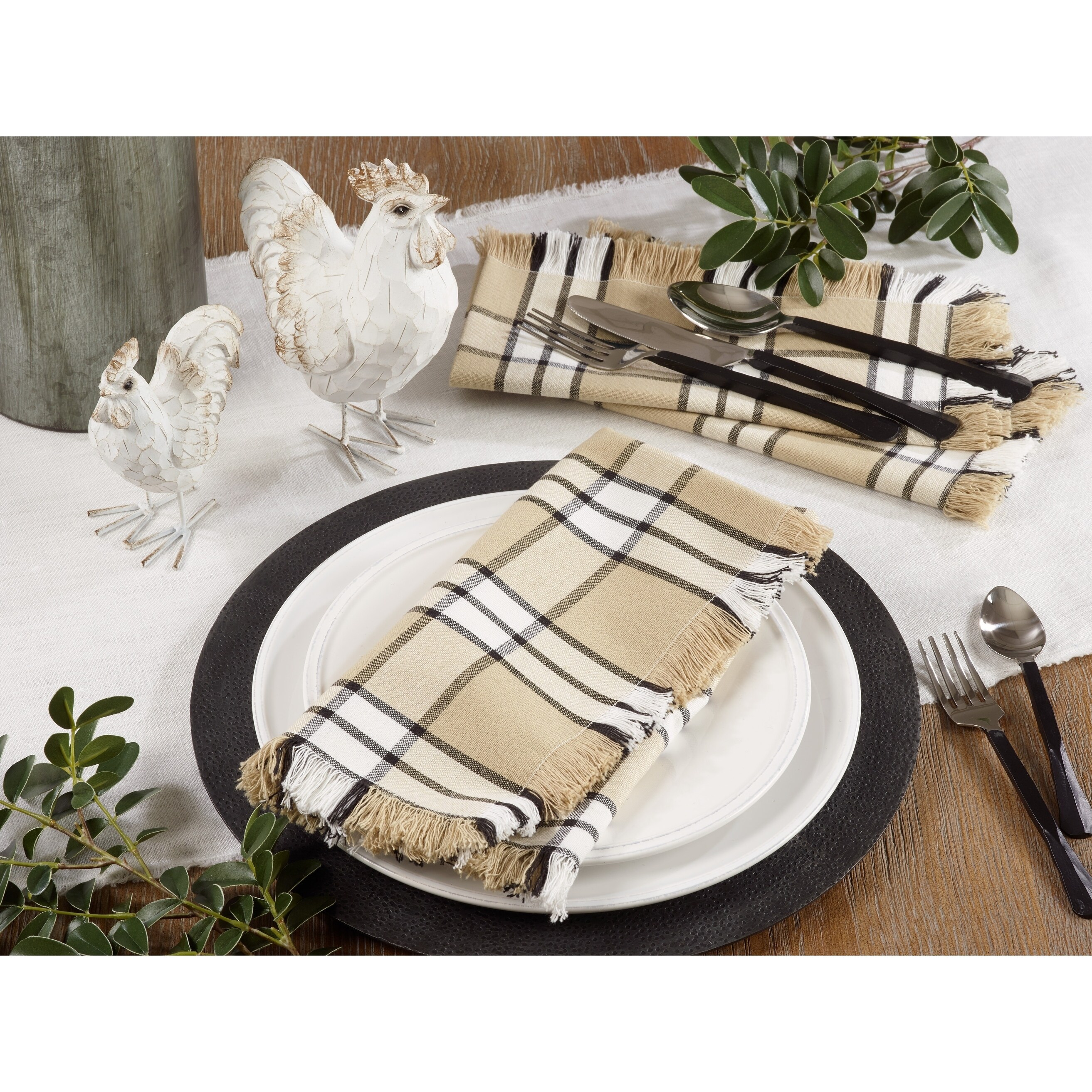 Cotton Table Napkins With Simple Plaid Design (Set of 4) - On Sale - Bed  Bath & Beyond - 32243598