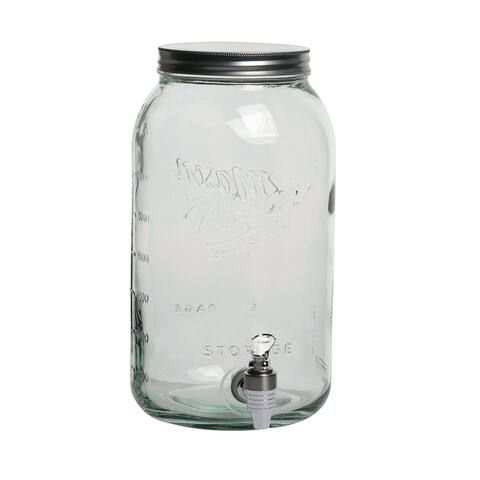 8L Mason Glass Drink Dispenser W/Metal Lid