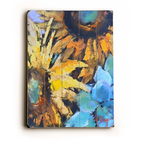 Sunflowers - Planked Wood Wall Decor by Carol Schiff