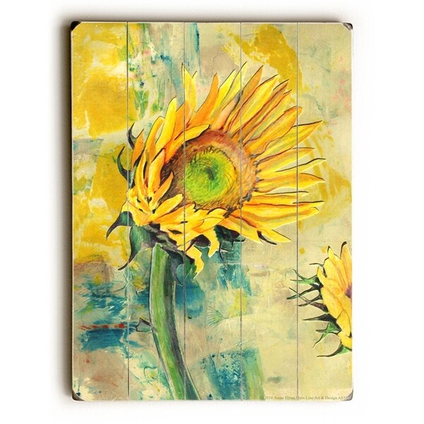 Sunflower Planked Wood Wall Decor by Annie Flynn Overstock 22736877
