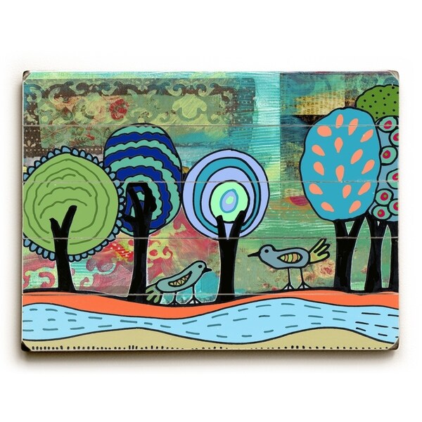 Birds on tree - Planked Wood Wall Decor by Beth Nadler