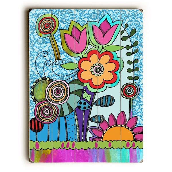 Lollipop Garden - Planked Wood Wall Decor by Beth Nadler