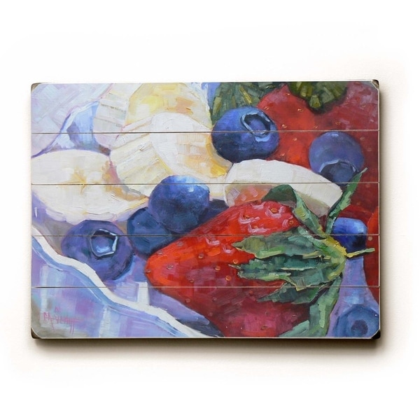 Strawberries and more - Planked Wood Wall Decor by Carol Schiff