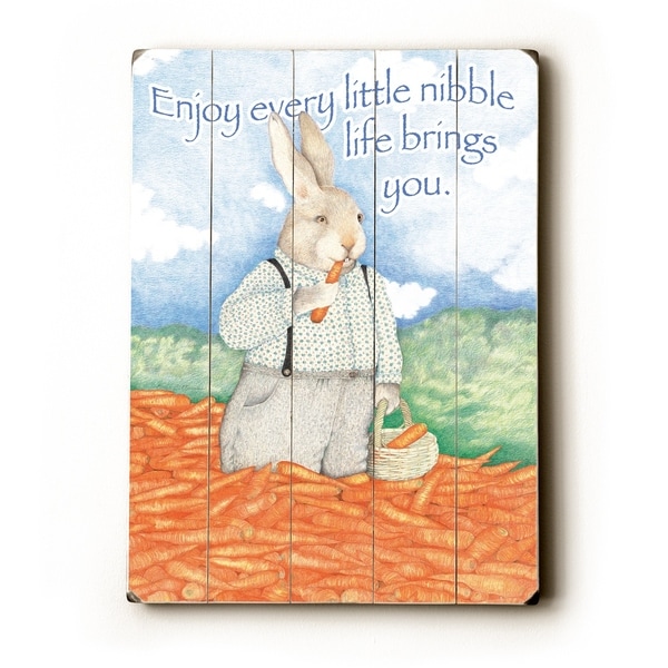 Enjoy every little nibble - Planked Wood Wall Decor by Paris Bottman