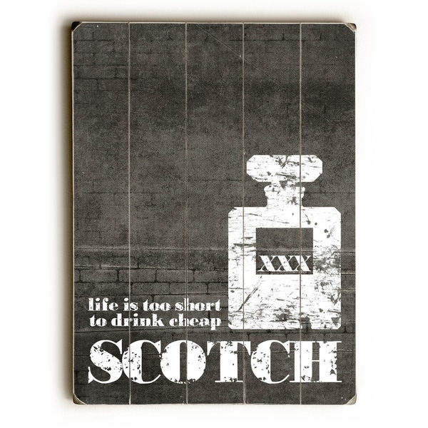 Life is too Short - Scotch Grey - Planked Wood Wall Decor by Cheryl Overton
