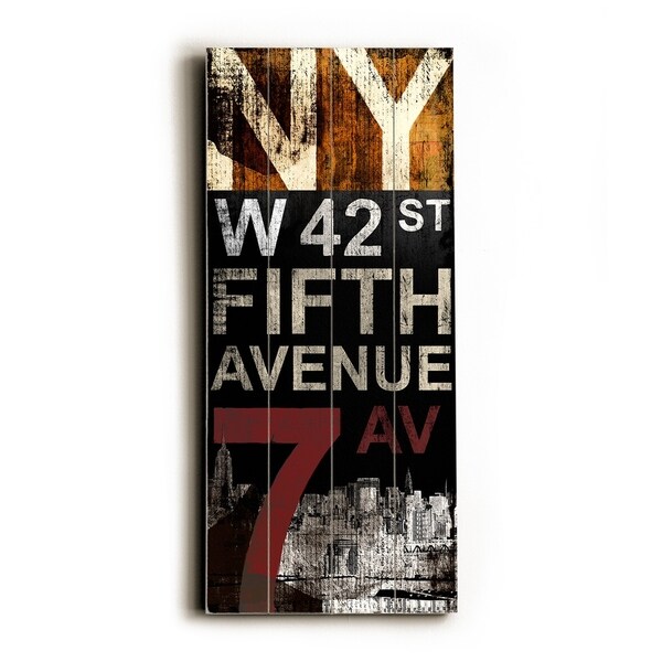 NY fifth ave - Planked Wood Wall Decor by Cory Steffen