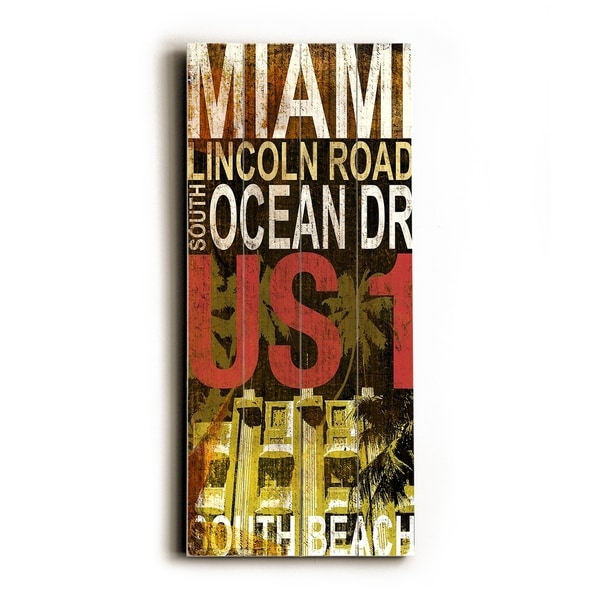 Miami South beach - Planked Wood Wall Decor by Cory Steffen