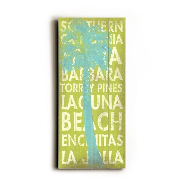 California Palm Blue - Planked Wood Wall Decor by Cory Steffen