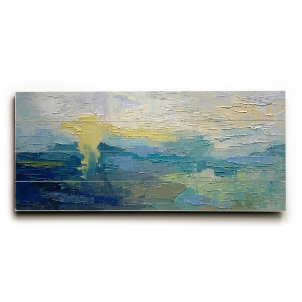 Yellow Green Blue Abstract - Multi Planked Wood Wall Decor by Carol Schiff